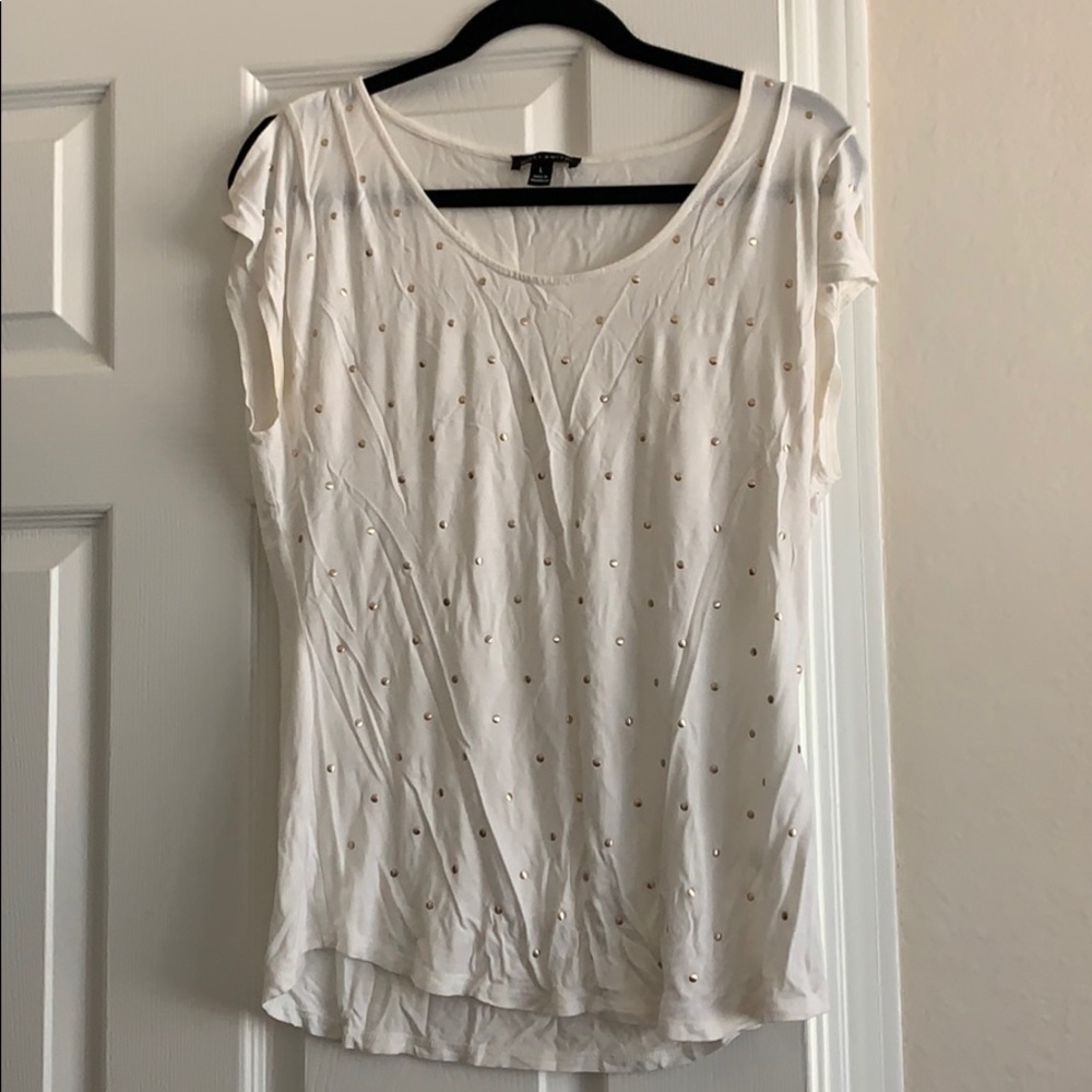 Gold sequined white blouse